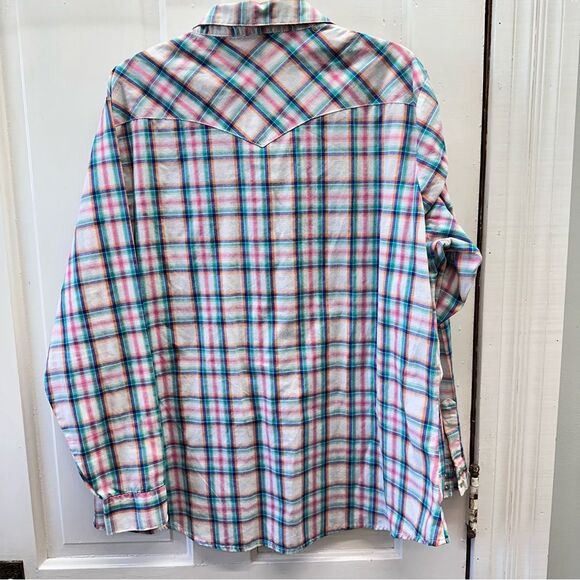 Wrangler western pearl snap button down long sleeve shirt women's xxl - Picture 3 of 4